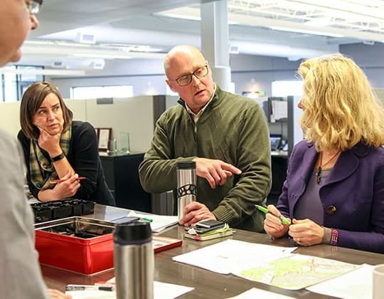 Kevin Broich, Renee moe and Mary Spriggs are healthcare architects collaborating on healthcare project