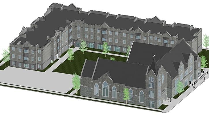 Aerial view of St Augustine Student Housing at UW Platteville, WI