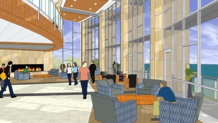Unbuilt Architecture: View of proposed mixed-use public library atrium
