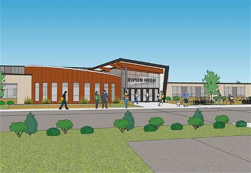 Design of this school and planning issues were explored with this rendering of the BIM model for a High School in Ripon, Wisconsin