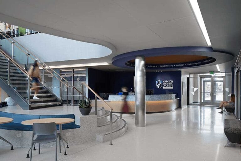 Madison College Goodman South Campus Reception Desk and Stairs