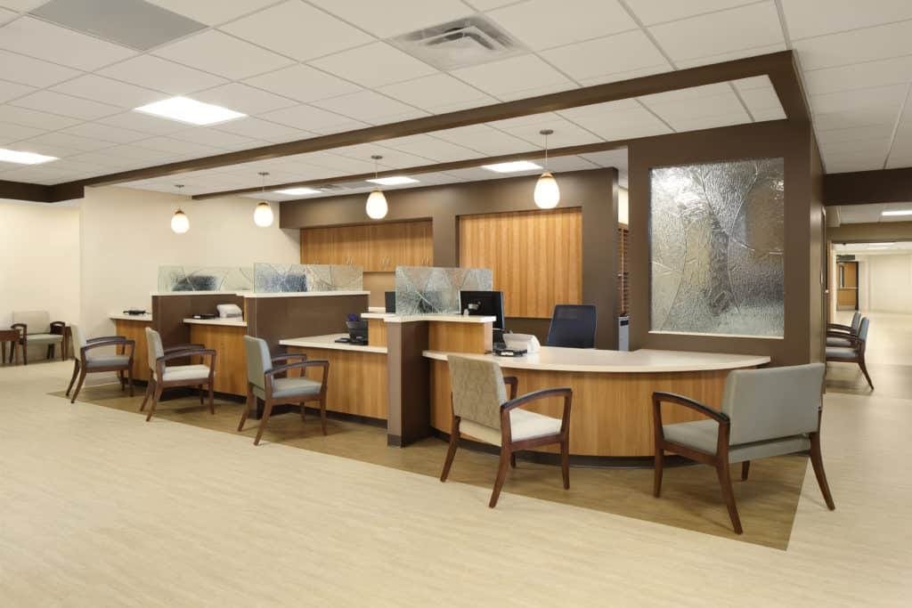 Aspirus Wausau Hospital Cancer Care Reception Desk uses measures to prevent healthcare workplace violence