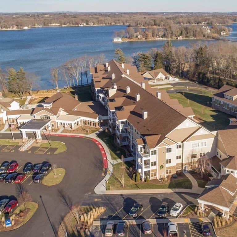 Aerial view of Shorehaven, a a retirement and assisted living home