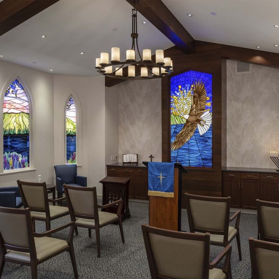 Maine Veterans Homes Chapel with Eagle Stained Glass