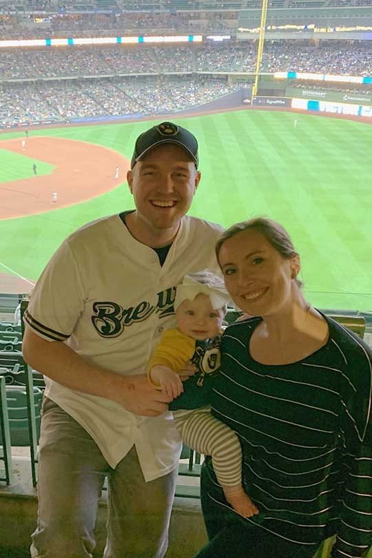 Nicole Dryden at Brewers game with her family