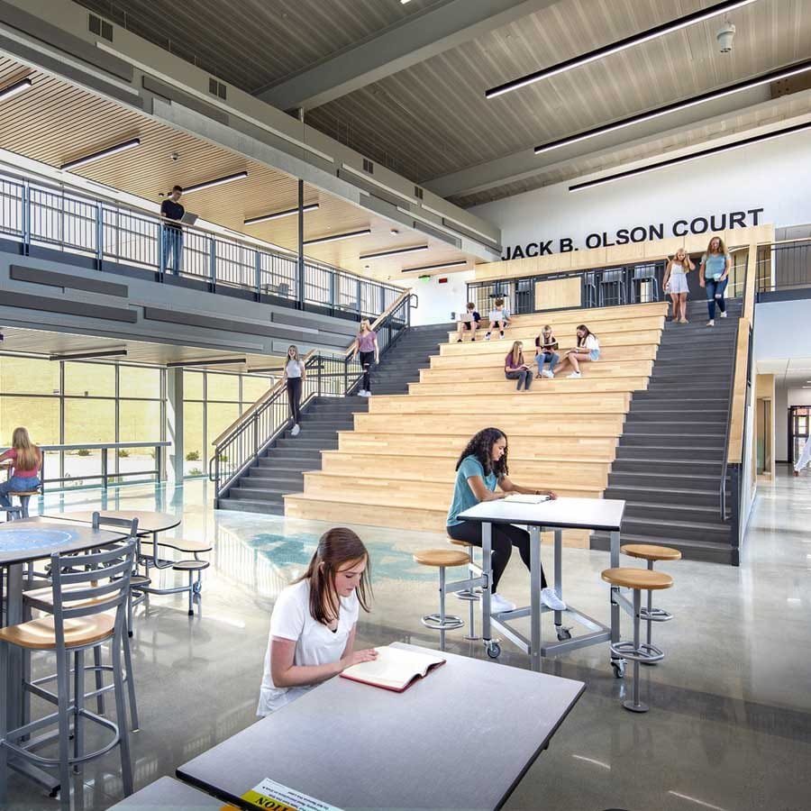 Wisconsin Dells High School Student Commons With Learning Stair