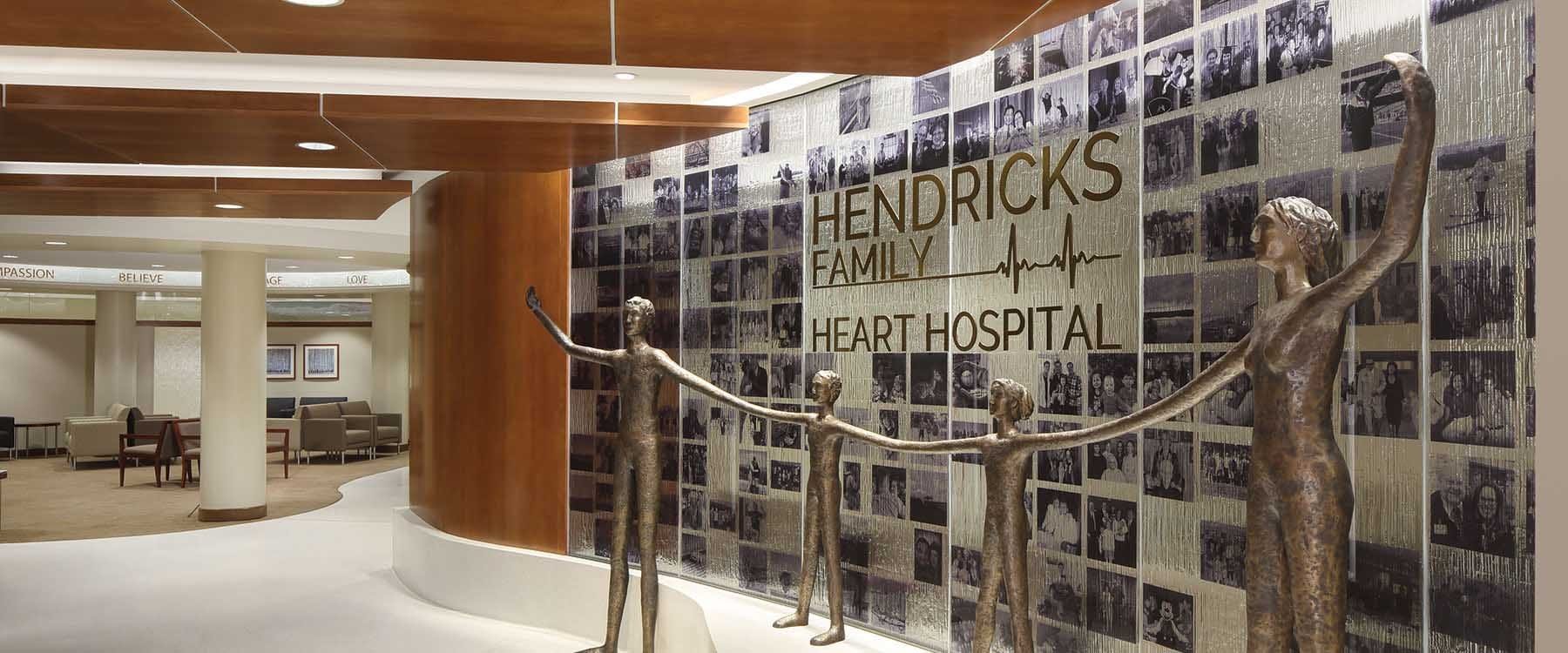 Beloit Health System Hendricks Heart Hospital includes art and texture to suggest brand identify