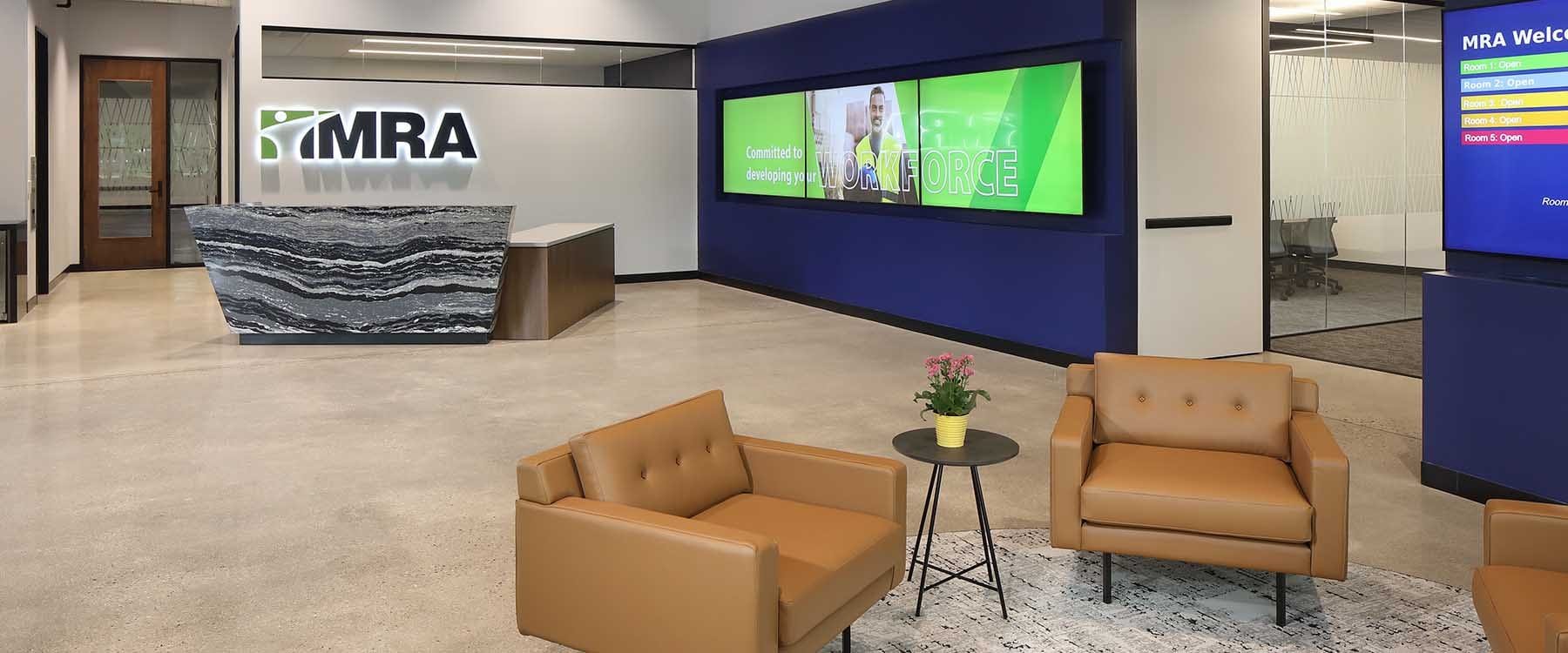 Reception and waiting area for MRA Associates