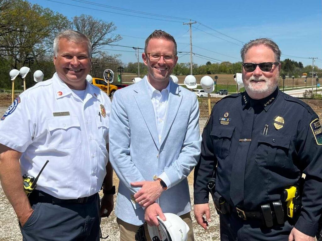Devin with Fire & Rescue Chief Craig Roepke and Chief of Police David Smetana Village of Pleasant Prairie Wisconsin