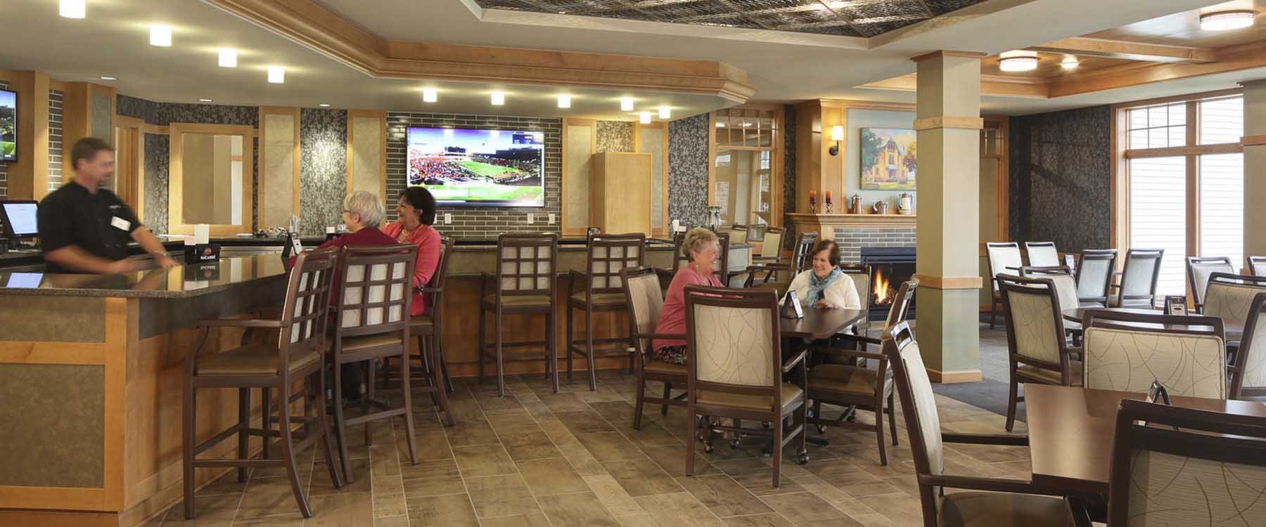 Lutheran Homes of Oconomowoc Bar and Social Area supports socialization and provides space for seniors to gather