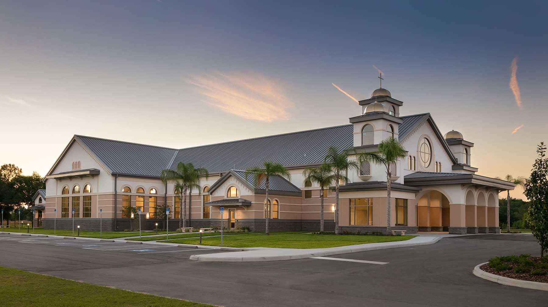 The Diocese of Venice in Florida and Our Lady of the Angels Catholic Church engaged PRA to design this new Catholic church in Lakewood Ranch, Florida